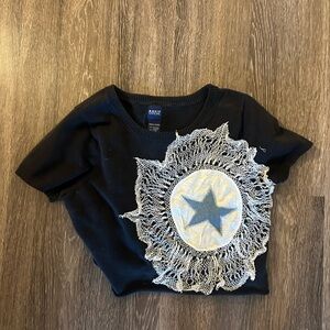 Vintage crochet knit star crop top